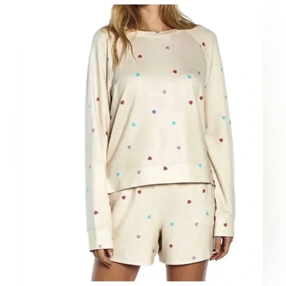 WILDFOX SWEATSHIRT & SHORTS SET PICK 1 Purple Star/ heart Print Lounge SET SMALL - Picture 5 of 14